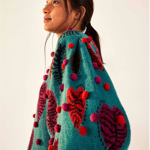 NWT Farm Rio Monstera Hearts Intarsia-Knit Sweater Size Large - Picture 1 of 7